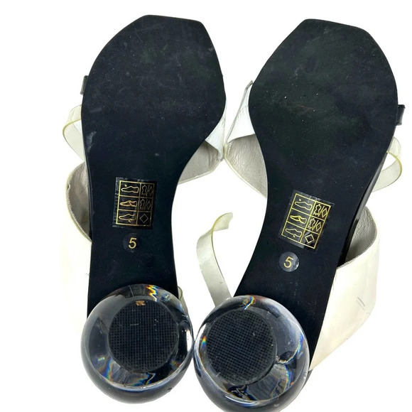 Jeffrey Campbell Laterall Ball Heel Slide Sandal Black Patent/ White/ Clear 5‎ - Picture 6 of 6